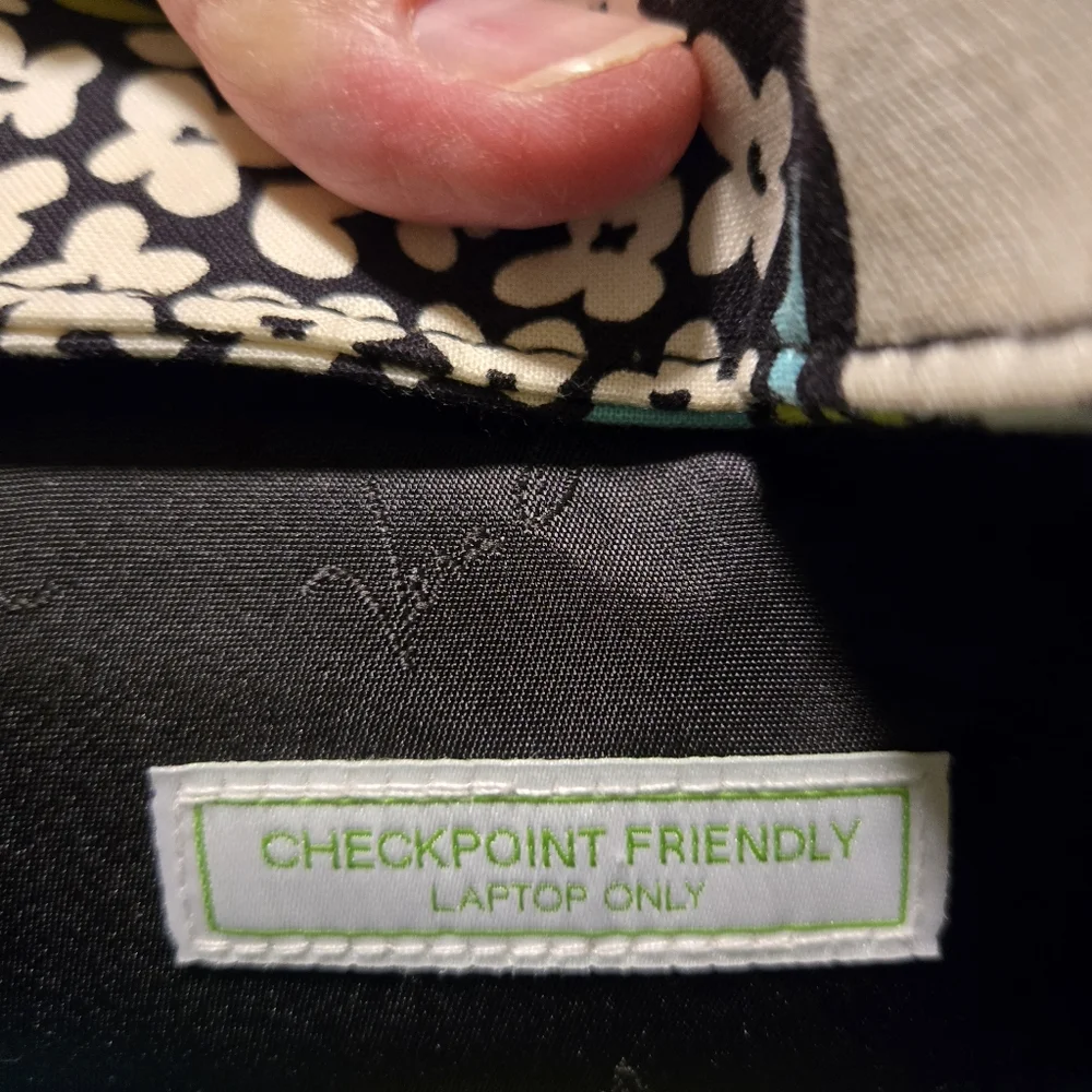 Vera Bradley Laptop Bag Checkpoint‎ Friendly Island Blooms Lime Turquoise Black